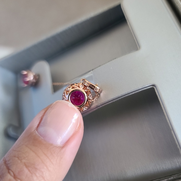 Zales Lab-Created Ruby & White Sapphire Frame Pendant and Earrings Set - Picture 10 of 14